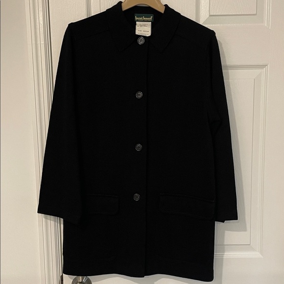 Harve Bernard Women's Black Classic Wool blend long cardigan size medium - Picture 7 of 8